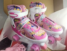 Cunmucu Light Up Roller Skates Pink Adjustable Size Medium 13C - 3Y Girl Boy