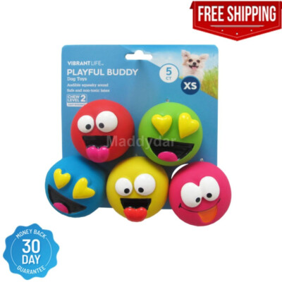 Vibrant Life Playful Buddy Dog Toys, Emoticon, Extra Small, 5 Count