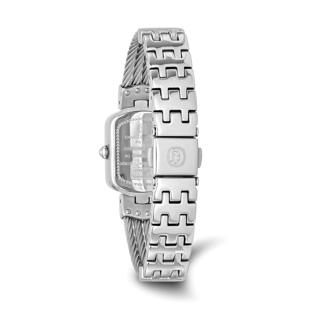 Charles Hubert Stainless Steel Wire Bangle White MOP Dial  display picture 1