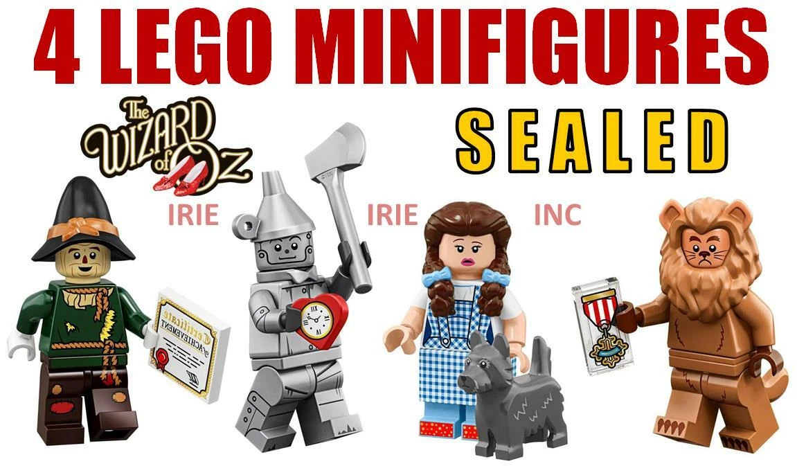 4 WIZARD OF OZ Lego Minifigures SEALED dorothy lion tin man scarecrow gift