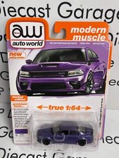AUTO WORLD 2023 Dodge Charger R/T Scat Pack Plum Crazy 1:64 Diecast Modern Muscl