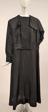 GOTHIC EDWARDIAN BLACK SILK DRESS W PLEATED FRONT