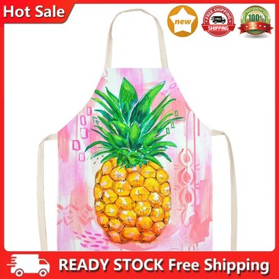 Pineapple Cotton Linen Apron Waterproof Kitchen Cooking Bibs (82x68cm) DE