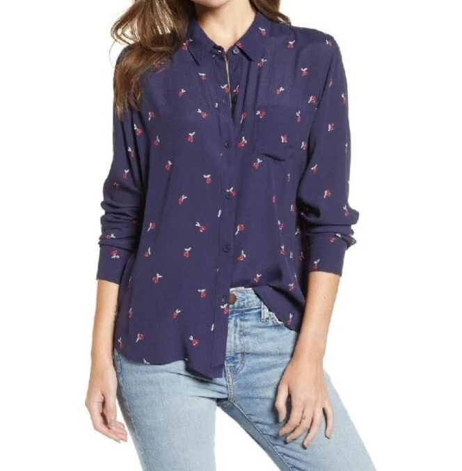 cherry print button down