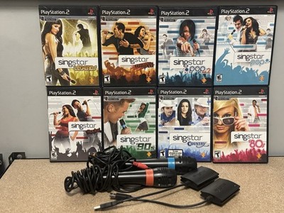 Playstation 2 Ps2 Singstar Bundle 8 Games, Microphones, & USB Dongles