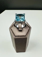 Aqua Marine Ring In Silver 925 , Big Natural Stone
