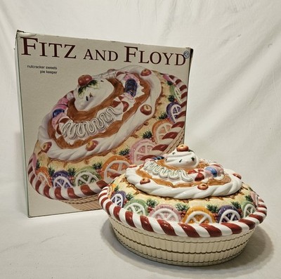 Fitz & Floyd Nutcracker Sweets Pie Keeper Christmas Gingerbread In Original Box