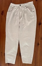 VTG Eddie Bauer Pants Womens Sz 10 Petite Beige Khaki Pleated Hiking