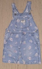 OshKosh B Gosh Floral Blue Denim Bib Overall Jumper Dress 4T