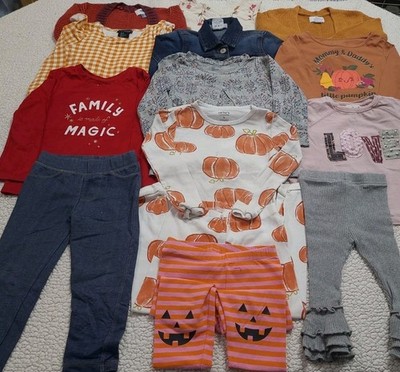 14PC Little Girls Size 3T/100 Long Sleeve Shirts Pants Pajama Set Fall Clothing 