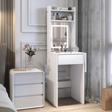 Small Dressing Table with Mirror LED Lights Vanity Desk