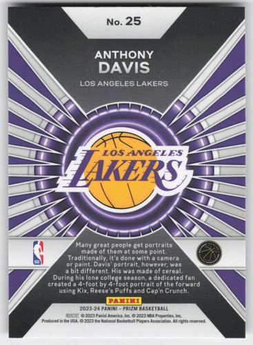 2023-24 Panini Prizm Dominance Anthony Davis #25 Los Angeles Lakers - Bild 2 von 2