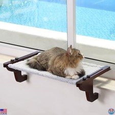 Zakkart Window Sill Cat Perch - Cozy Hammock, Wood  Metal Frame, 23''W x 14''D