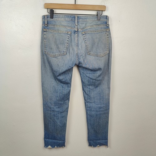 Rag & Bone Dre Low Rise Slim Boyfriend Jeans Womens 26 Dobbie Slouchy Knee Rips - Picture 5 of 10