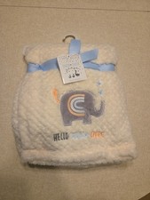 Duck Duck Goose Fleece Baby Blanket Hello Little One Elephant White Cozy