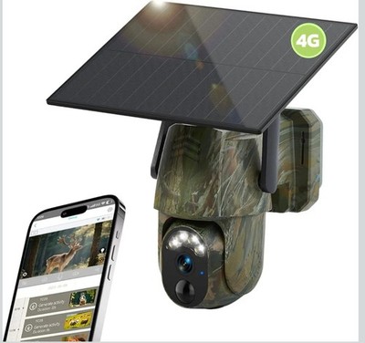 4G LTE Cellular Trail Camera, Solar Game Cameras Built-in SIM Card, No WiFi Cell