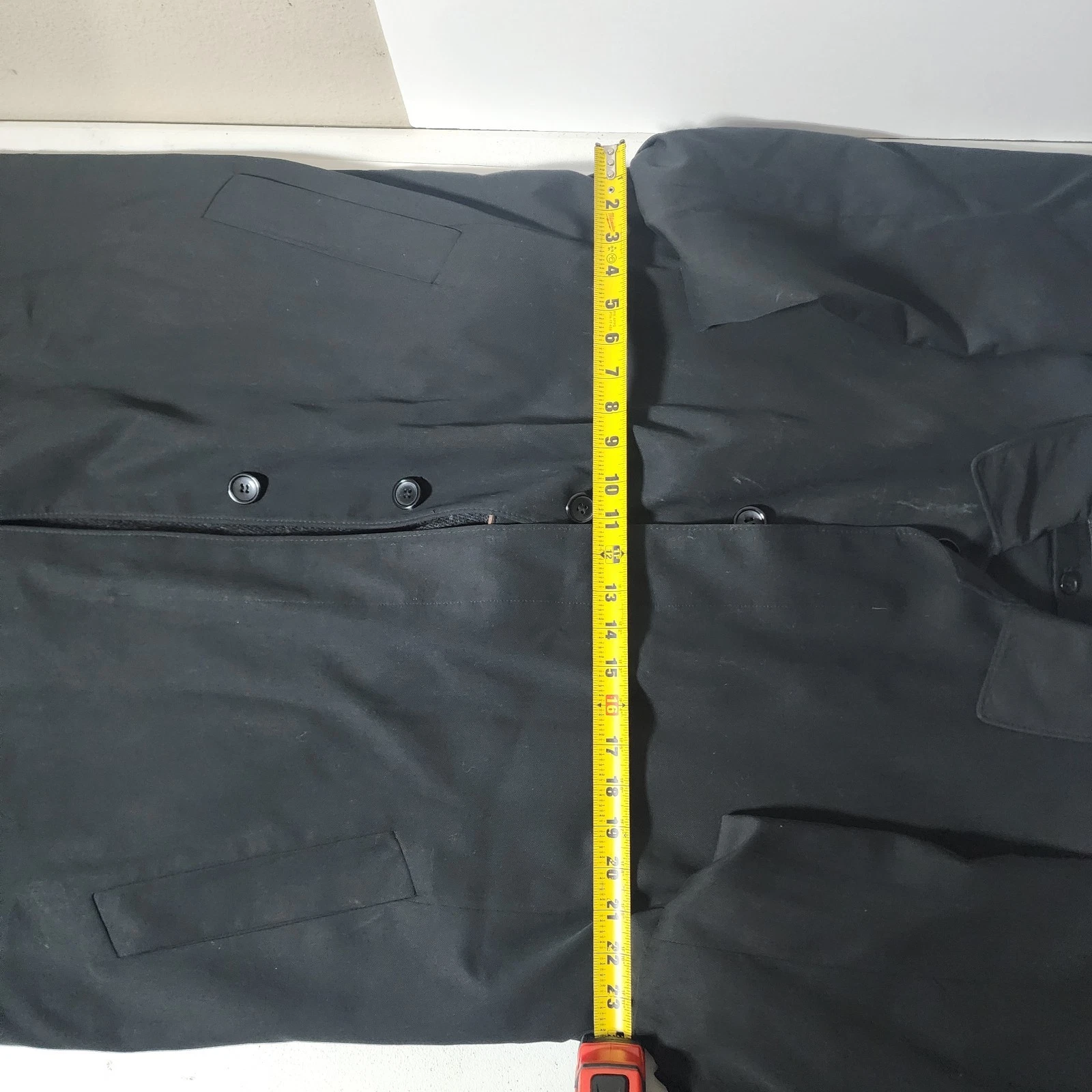 Perry Ellis Portfolio Mens Black Trench Coat 42R Long Raincoat Lined image 7