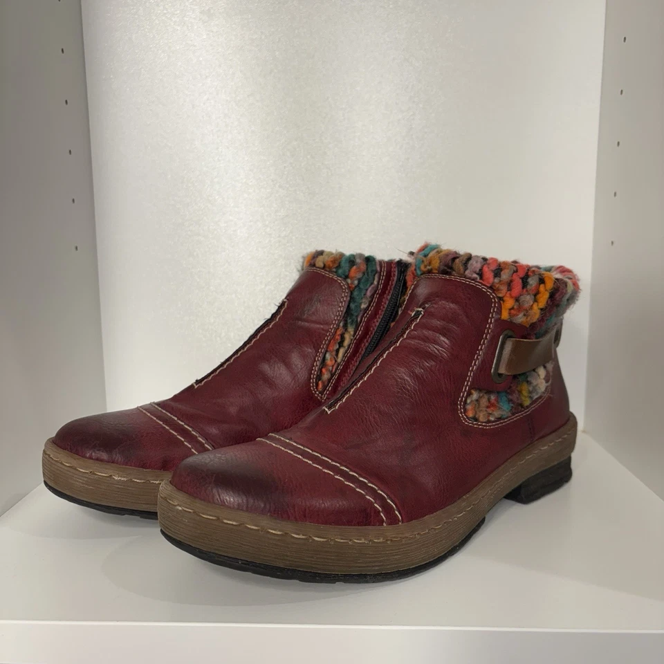 Rieker Félicitas Women's Sherpa Lined Leather Ankle Boots Ruby Red Size 8.5 (40) - Image 2 of 4