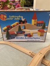Complete Vintage Eichhorn Gro e Achterbahn Wooden Train Set Germany Original Box