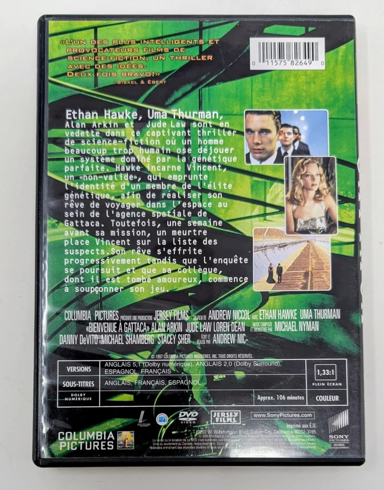 Gattaca DVD (1997) - Region 1 - FR/EN/ES - VG+ (Tested) - Image 3 of 4