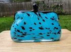 Murano Vintage Handblown Glass Blue & Black Coin Purse Patterned Decor Vase