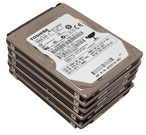 5 x Toshiba MK6476GSX 640GB Sata 2.5" HDD 100% Health