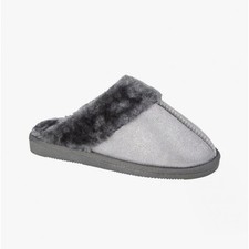 Sleepers Juliet Womens Synthetic Slip-On Comfort Silver Glitter Mule Slippers