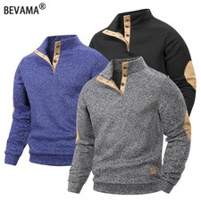 Autumn and Winter Men's Stand Collar Long Sleeve Casual Knitted Sweater Top