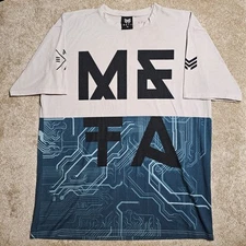Meta Threads Spellout Cyber T-shirt Mens XL Tech Crypto Ironic Gamer Y2k Rave 
