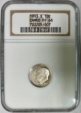 1993-S Proof Clad Roosevelt Dime, NGC PF-68 Cameo