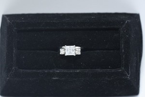 14K White Gold Wedding Set, Cubic Zirconia, 6.1 Grams, Size 8.75