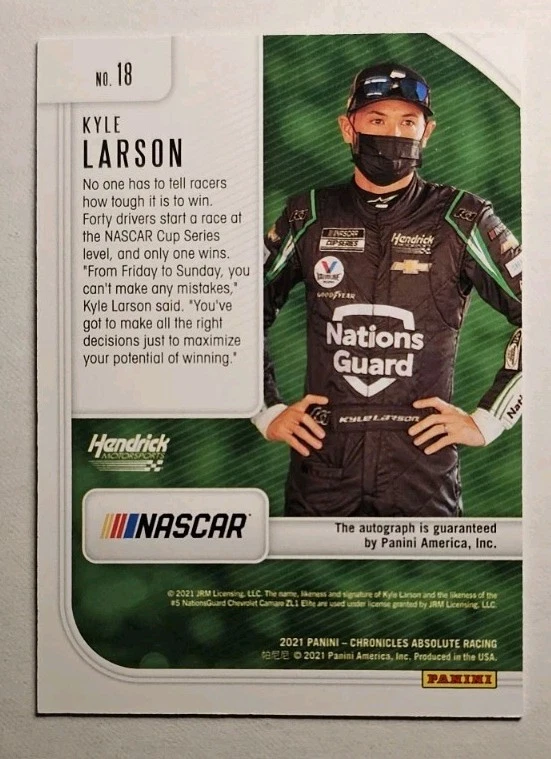 Kyle Larson 2021 Chronicles Absolute Gold Auto #'ed 1/10 - Image 2 of 2