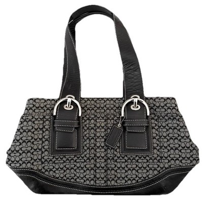 Coach Soho Signature Small Black Gray Canvas Satchel Bag Y2K