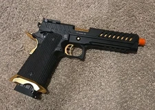 Lancer Tactical Knightshade Hi-Capa Gas Blowback Airsoft Pistol Black/Gold Gun