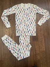 Hanna Andersson Unisex Christmas Lights Print Pajama Set US 10 Organic Cotton