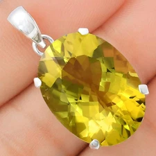 Premium Quality Natural Green Gold 925 Sterling Silver Pendant Jewelry P-1013
