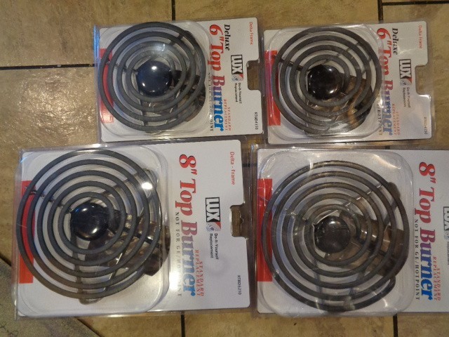 4 TOP BURNERS Stainless 6"+  8 "  AMANA ADMIRAL KENMORE FRIGIDAIRE  WHIRLPOOL