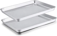 TeamFar Baking Sheet Set of 2, Baking Pans Tray Cookie Sheet Stainless Steel, No