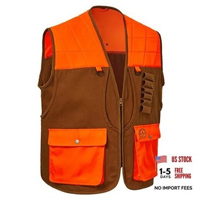  Upland Game Field Water-Resistant Bird Hunting Vest with Large Brown/Orange