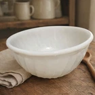 Vintage Fire King White Milk Glass Swirl Mixing Bowl 9” Anchor Hocking