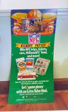 1993 McDonald's NFL Game Day Cards Store Display! Rare! Includes 3 uncut sheets.