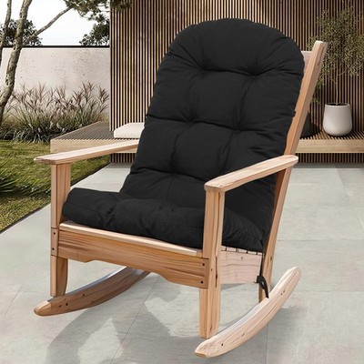 Black Rocking Chair Cushion 44x19 Inch, Water Resistant Tufted Outdoor Cushio...