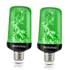 LED Flame Effect Light Bulbs,4 Modes Smart E26/E27 Base Flickering Fire Green