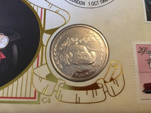 ISLE OF MAN STAMPS BENHAM COIN FIRST DAY COVER 1996 CARS TYPE 2 £2 MINT COIN