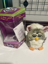 Vtg 1998 Furby Tiger Electronics 70-800 Gray White Stripped Church Mouse
