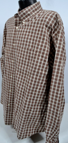 Izod Jeans Hemd 2XL Herren Baumwolle braun kariert Langarm Button Down Tasche - Bild 3 von 9