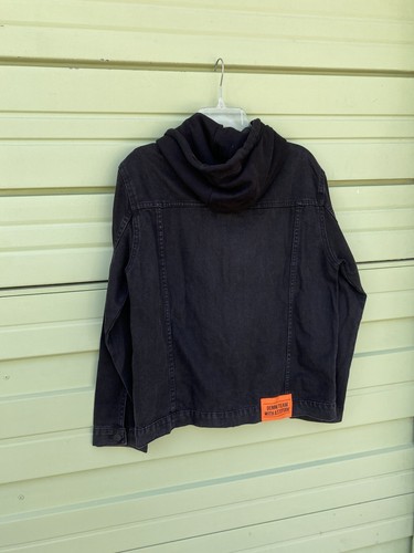 NEW ZARA Kids LINED DENIM JACKET HOOD Neon Pockets Size 13-14 Y B1307 - Picture 9 of 11