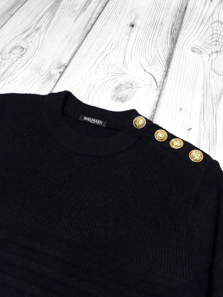 BALMAIN gold button wool sweater size M - Image 4 of 4
