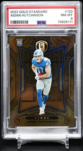 Aidan Hutchinson 2022 Gold Standard #120 Rookie #4/99 PSA 8 NM-MT RC Lions