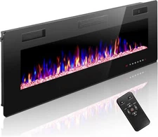 60 Inch Electric Fireplace,in-Wall Recessed and Wall Mounted Heater,Remote,Timer